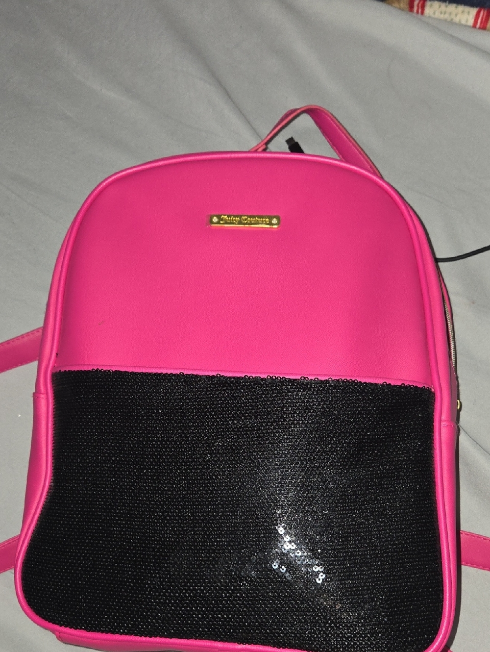 Flash Saleee!!!Juicy Couture Hot Pink Backpack with Black Sequin Pocket